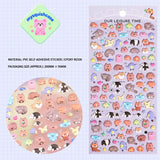 3D embossed bubble sticker sheet with cute forest animals (bear, raccoon, panda, etc.), PVC self-adhesive, size 200×95mm