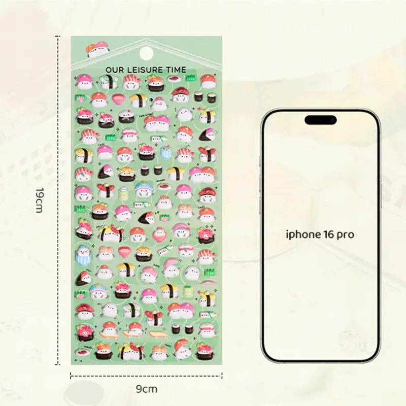 3D embossed bubble sticker sheet with cute sea creatures (dolphin, seal, whale, etc.), PVC self-adhesive, size 200×95mm