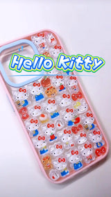 3D Cute Hello Kitty Phone Case | Retro Pink & Blue Kawaii Cover