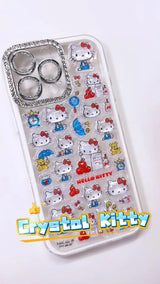 3D Cute Crystal Rhinestone Hello Kitty Phone Case | Luxury White Kawaii Cover