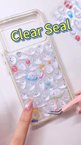 3D Cute Seal World Phone Case | Clear White Kawaii Ocean Animal Cover