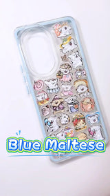 3D Cute Maltese Dog Phone Case | Pastel Blue Kawaii Puppy Clear Cover