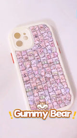 3D Cute Gummy Bear Phone Case | Cream White Bumper Kawaii Pastel Bedtime Bear Cover