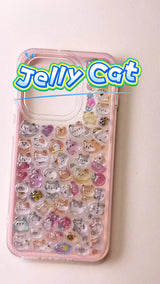 3D Cute Jelly Cat Squishy Phone Case | Pastel Pink Kawaii Kitten Cover