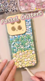 3D Cute Pastel Critters Phone Case | Gradient Rainbow Kawaii Miniature Cover