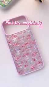 3D Cute Pink Dream Melody Phone Case | Pastel Lavender Kawaii Bunny Clear Cover