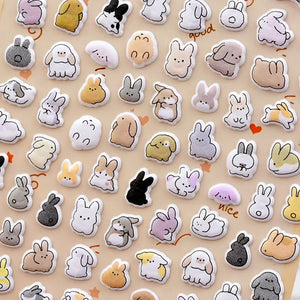Mini Animal Seal 3D bubble sticker sheet with panda & bear patterns, blue gradient background, PVC self-adhesive, size 200×95mm	