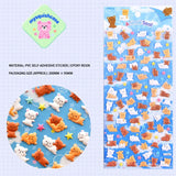 SHAN LE Animal Seal 3D crystal sticker sheet with bear & star designs, blue sky background, PVC self-adhesive, size 200×95mm	