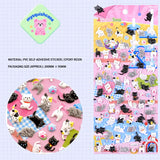 SHAN LE Animal Seal 3D crystal sticker sheet with black & white cat patterns, pink background, PVC self-adhesive, size 200×95mm	
