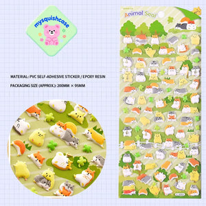 SHAN LE Animal Seal 3D crystal sticker sheet with giant panda patterns, green & brown background, PVC self-adhesive, size 200×95mm	