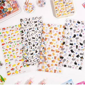Wholesale display of multiple SHAN LE Animal Seal sticker sheets (penguin, cat, hamster, panda, bear), cute 3D designs	