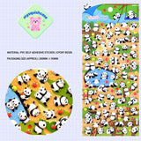 SHAN LE Animal Seal 3D crystal sticker sheet with giant panda patterns, green & brown background, PVC self-adhesive, size 200×95mm	