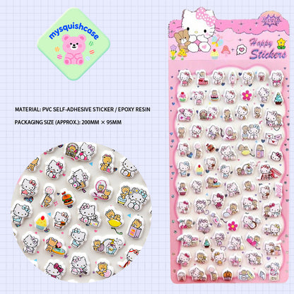 Kitty 3D Phone Case Decorative Stickers - Cartoon DIY Bubble Stickers