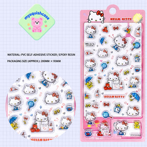 Playful 3D epoxy Hello Kitty stickers perfect for DIY phone cases and crafts. High-quality self-adhesive kawaii Sanrio stickers add whimsical cuteness to projects!