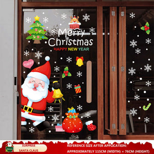 Christmas Decorations: Static Cling Santa Claus & Christmas Tree Window Stickers for Storefront, Glass Door Scene Decoration Hanging Ornaments - mysquishcase