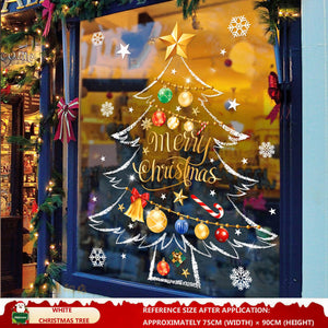 Christmas Decorations: Static Cling Santa Claus & Christmas Tree Window Stickers for Storefront, Glass Door Scene Decoration Hanging Ornaments - mysquishcase