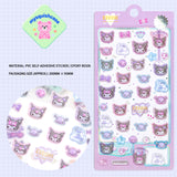 Adorable Kuromi-themed 3D epoxy stickers perfect for DIY phone cases and crafts. High-quality self-adhesive kawaii Sanrio stickers for creative personalization!
