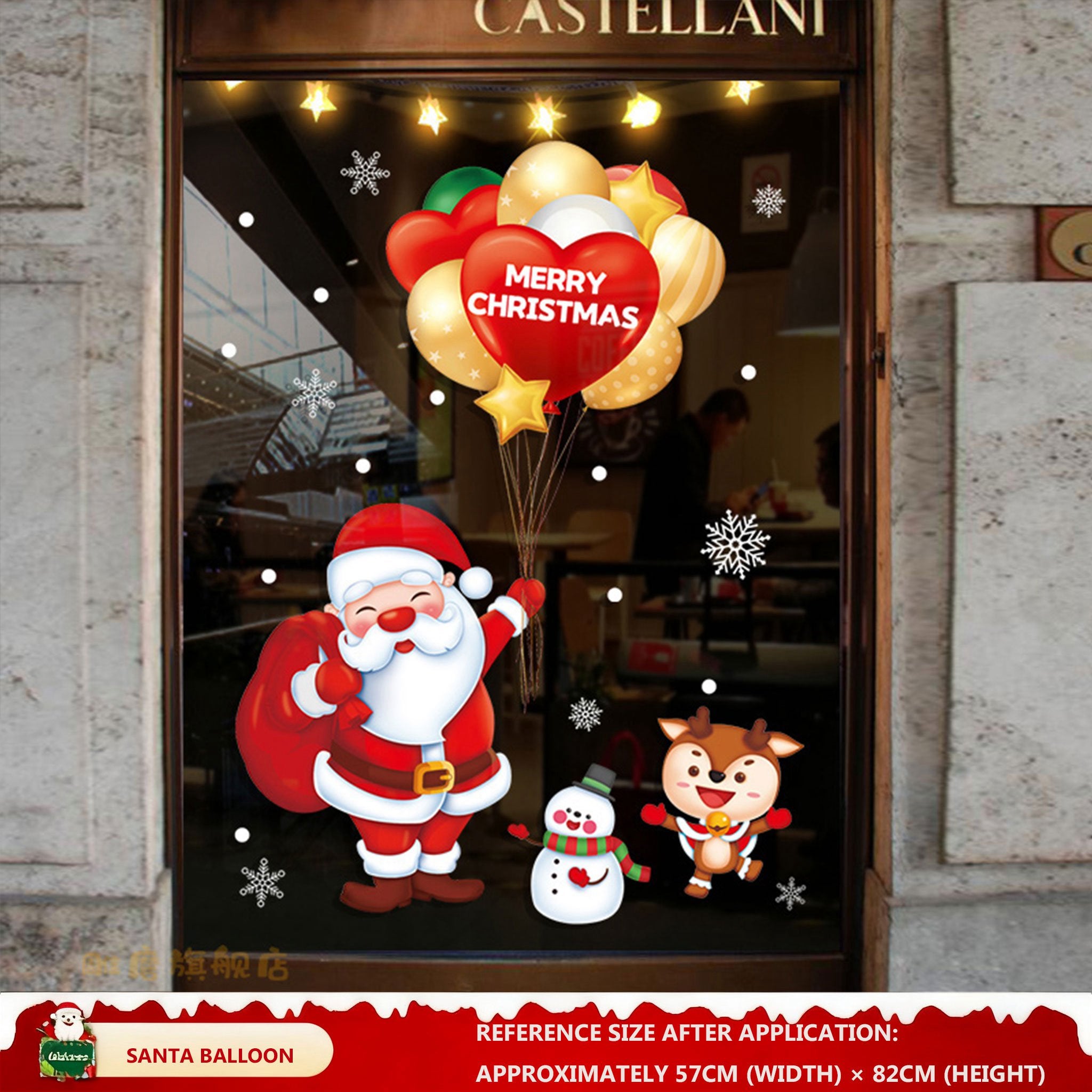 Christmas Decorations: Static Cling Santa Claus & Christmas Tree Window Stickers for Storefront, Glass Door Scene Decoration Hanging Ornaments - mysquishcase