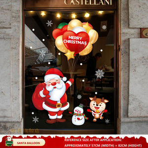 Christmas Decorations: Static Cling Santa Claus & Christmas Tree Window Stickers for Storefront, Glass Door Scene Decoration Hanging Ornaments - mysquishcase
