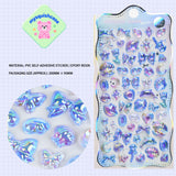 Adorable 3D rainbow gradient holographic stickers. Laser effect, high-transparency, long-lasting glow, reusable. Perfect for phone cases, DIY crafts. Great for kids, girls & teens!