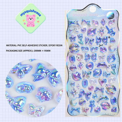 Cute 3D Rainbow Gradient Embossed Stickers - Kids & Girls' Phone Decor Stickers