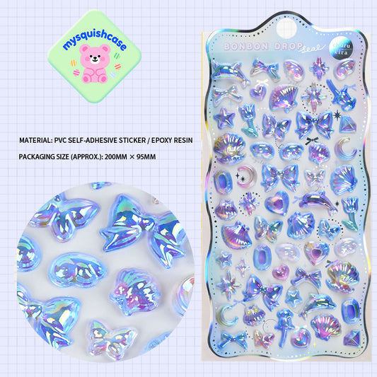 Cute 3D Rainbow Gradient Embossed Stickers - Kids & Girls' Phone Decor Stickers