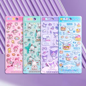 Adorable 3D soft rubber stickers featuring Kuromi, Pochacco & My Melody. Perfect for phone cases, laptops, water bottles. Squishy texture, removable & reusable. Limited stock!
