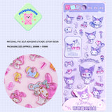 Adorable 3D soft rubber stickers featuring Kuromi, Pochacco & My Melody. Perfect for phone cases, laptops, water bottles. Squishy texture, removable & reusable. Limited stock!