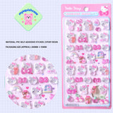 Adorable Kitty crystal 3D stickers with cute kawaii designs. Soft rubber, slow rebound squishy, food-grade safe, residue-free & reusable. Perfect for phone cases, DIY crafts!