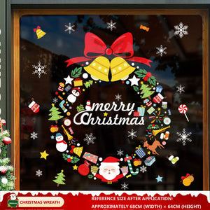 Christmas Decorations: Static Cling Santa Claus & Christmas Tree Window Stickers for Storefront, Glass Door Scene Decoration Hanging Ornaments - mysquishcase