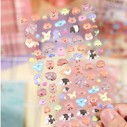Cartoon Small Animal 3D Bubble Stickers - Decorative Decals for Phone Cases, Water Cups & Notebooks