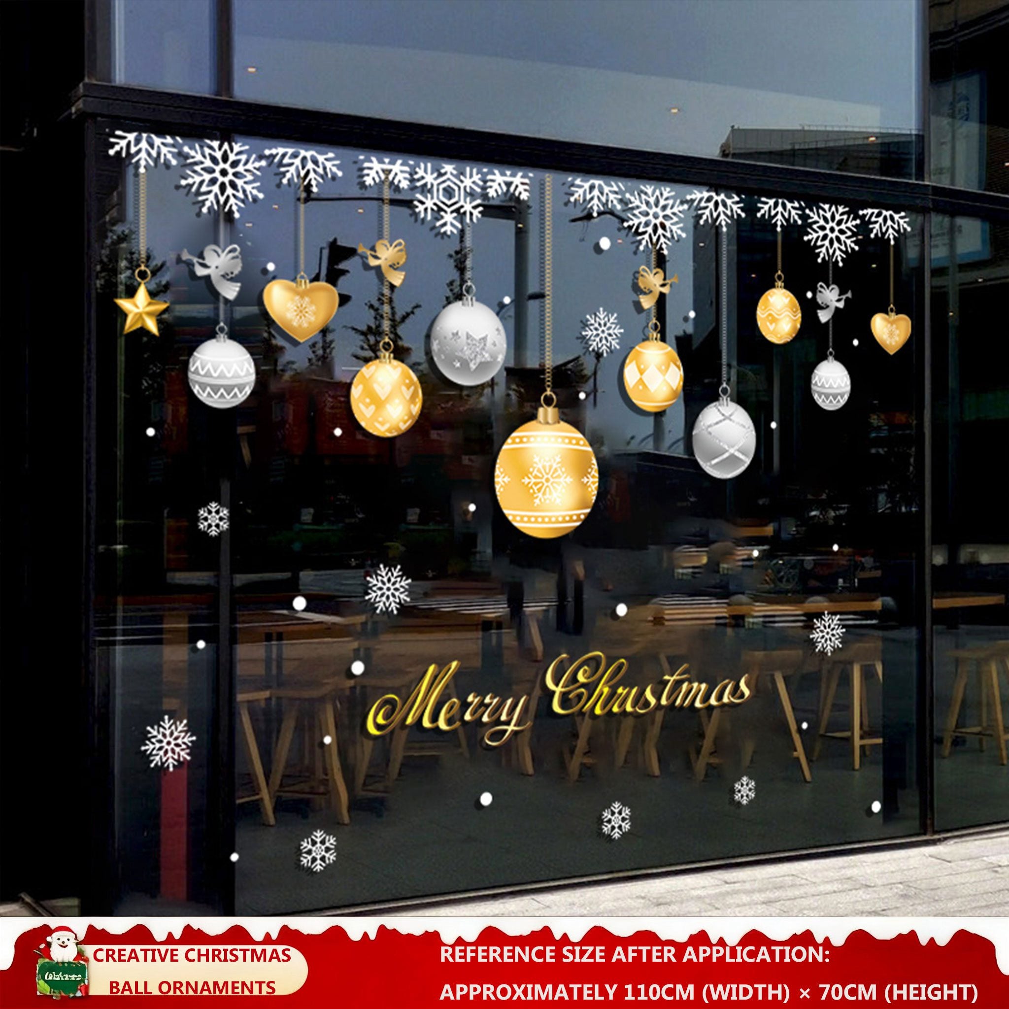 Christmas Decorations: Static Cling Santa Claus & Christmas Tree Window Stickers for Storefront, Glass Door Scene Decoration Hanging Ornaments - mysquishcase