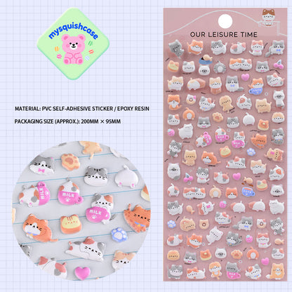 Cute "Little Cutie" Animal 3D Bubble Stickers - Phone Case Decorative Stickers