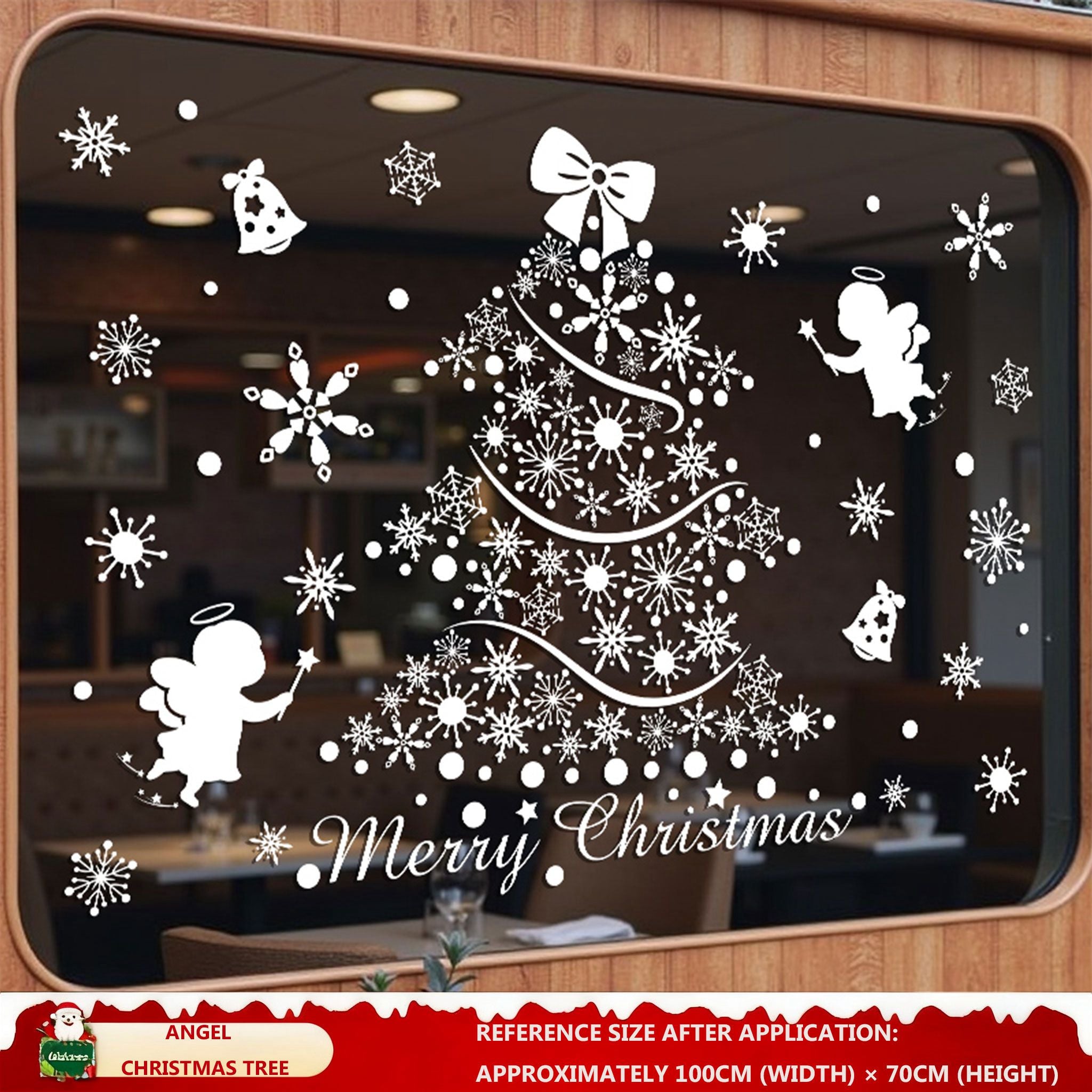 Christmas Decorations: Static Cling Santa Claus & Christmas Tree Window Stickers for Storefront, Glass Door Scene Decoration Hanging Ornaments - mysquishcase