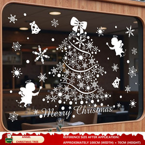 Christmas Decorations: Static Cling Santa Claus & Christmas Tree Window Stickers for Storefront, Glass Door Scene Decoration Hanging Ornaments - mysquishcase