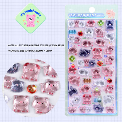 Cute "Xiaobiga" Animal Stickers - 3D Embossed Decor for Phone Cases & Water Cups
