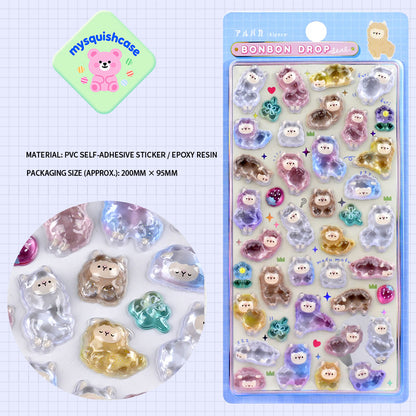 Cute "Xiaobiga" Animal Stickers - 3D Embossed Decor for Phone Cases & Water Cups