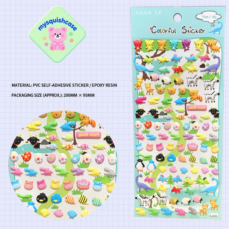 Adorable prehistoric cute pet paradise-themed 3D bubble gum stickers with fun dinosaur designs. Perfect for decorating phone cases, laptops & journals. Soft rubber kawaii stickers.