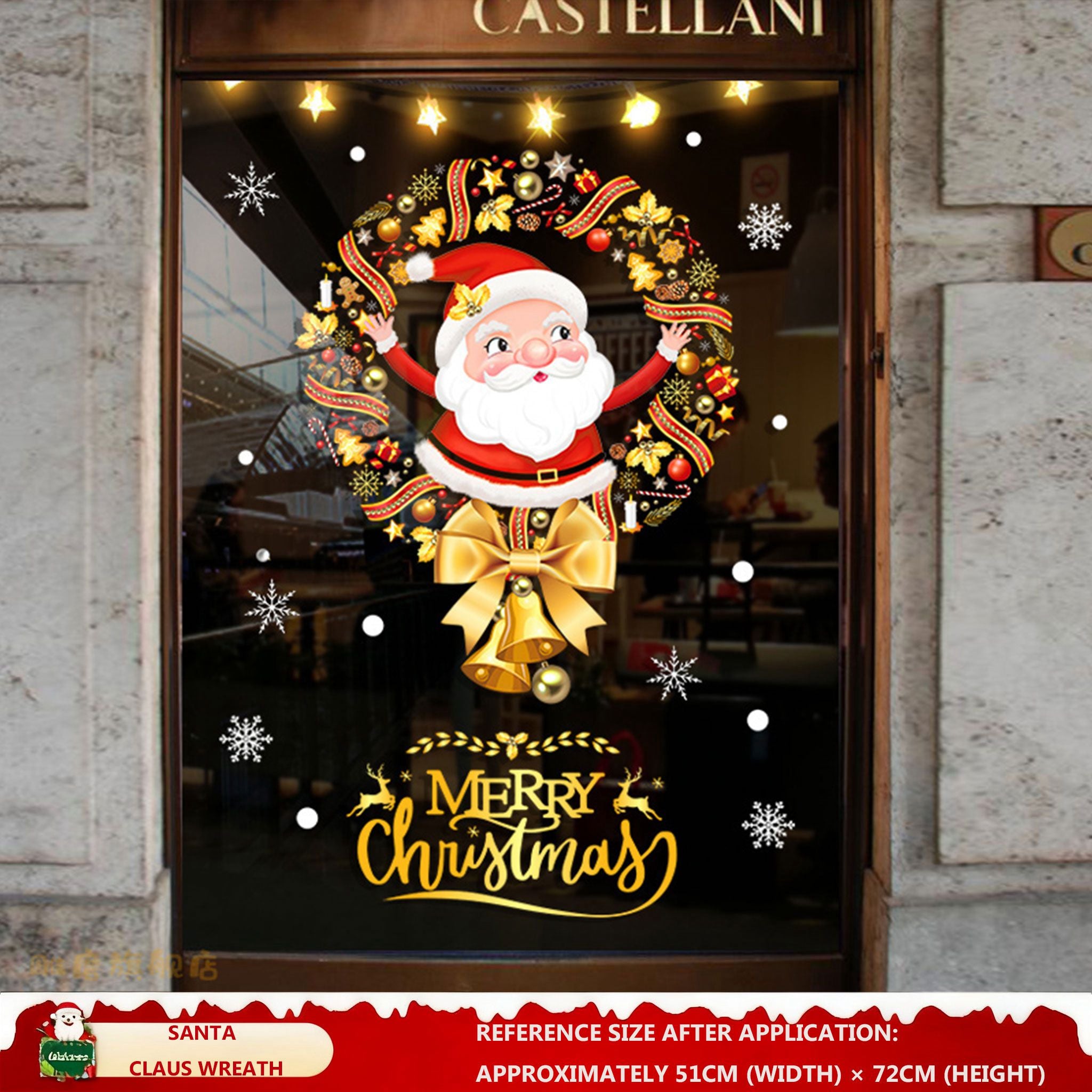 Christmas Decorations: Static Cling Santa Claus & Christmas Tree Window Stickers for Storefront, Glass Door Scene Decoration Hanging Ornaments - mysquishcase