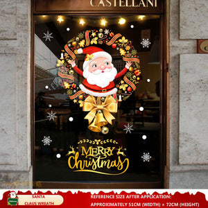 Christmas Decorations: Static Cling Santa Claus & Christmas Tree Window Stickers for Storefront, Glass Door Scene Decoration Hanging Ornaments - mysquishcase