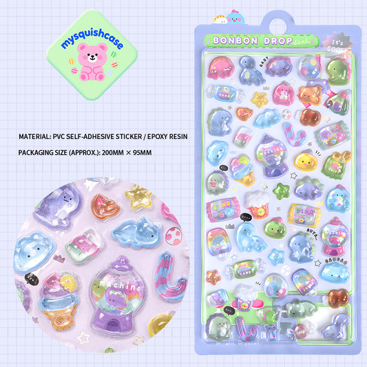 Cute & Colorful 3D Epoxy Resin Self - Adhesive Stickers: Perfect for All Your Fun DIY Decor Projects