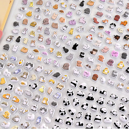 Cute Small Animal Pattern 3D Bubble Stickers - Cup Decoration Stickers