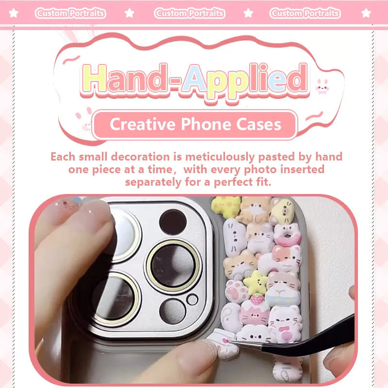 Handmade Cute Cat Pattern Clear Phone Case - Kawaii Custom Art Design | mysquishcase Handmade Cute Cat Pattern Clear Phone Case - Kawaii Custom Art Design | mysquishcase