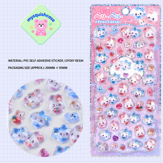 Pink - Blue Sweet Cute Creature Party - Themed 3D Epoxy Stickers