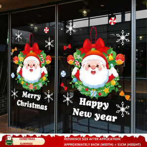 Christmas Decorations: Static Cling Santa Claus & Christmas Tree Window Stickers for Storefront, Glass Door Scene Decoration Hanging Ornaments - mysquishcase