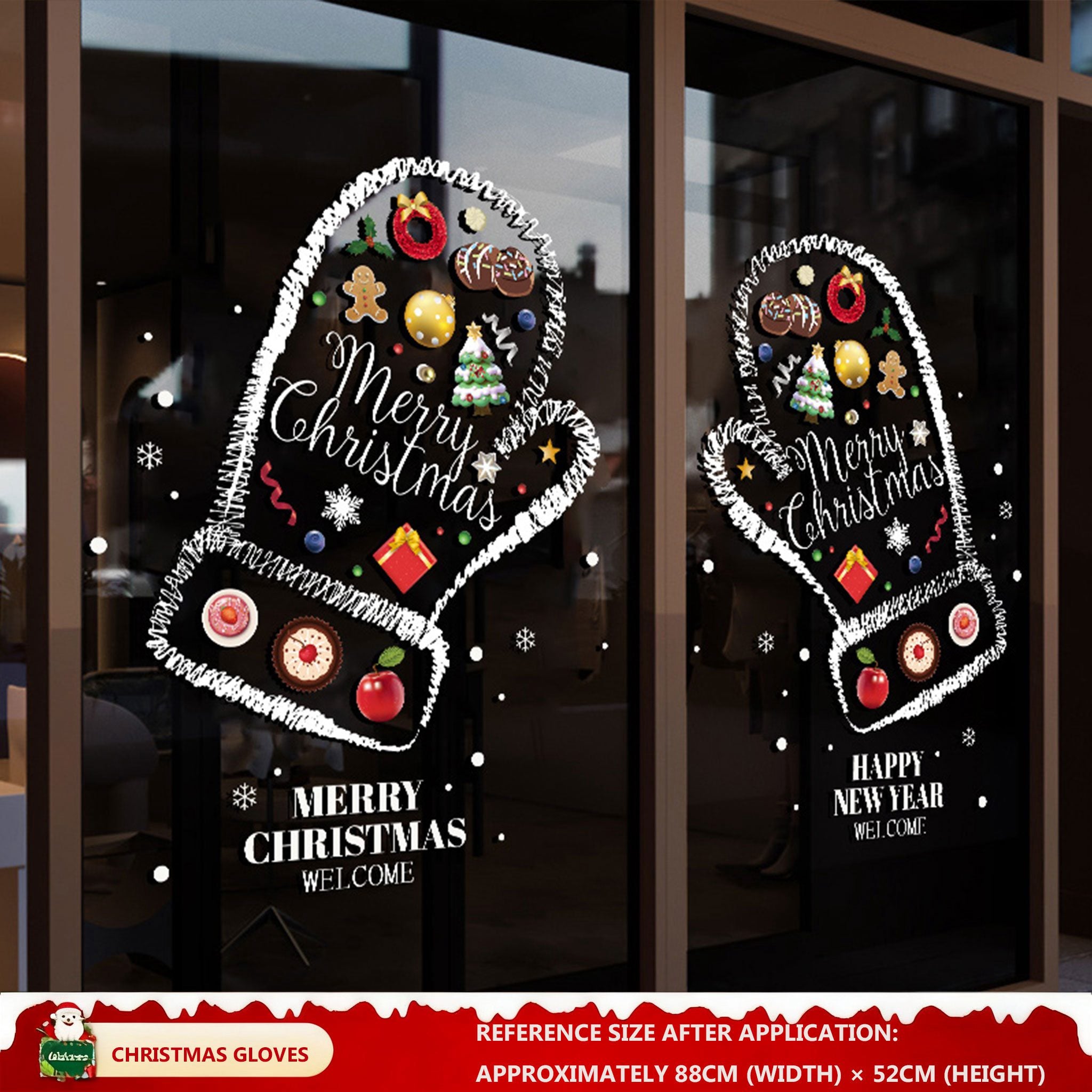 Christmas Decorations: Static Cling Santa Claus & Christmas Tree Window Stickers for Storefront, Glass Door Scene Decoration Hanging Ornaments - mysquishcase