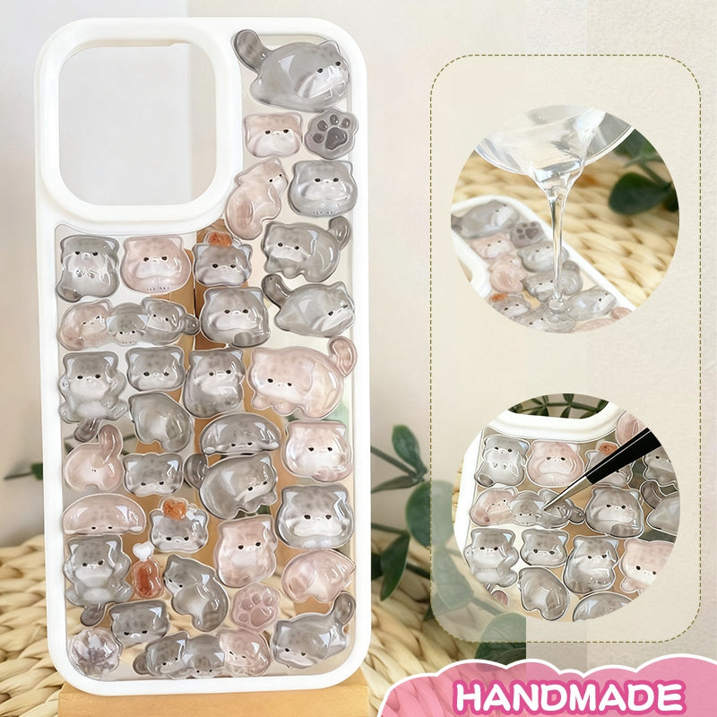 Adorable handmade monochrome cat iPhone case with unique black and white design. Cute minimalist phone cover featuring playful cat pattern. Durable protection with stylish charm for your iPhone.