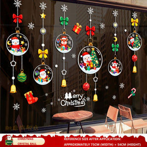 Christmas Decorations: Static Cling Santa Claus & Christmas Tree Window Stickers for Storefront, Glass Door Scene Decoration Hanging Ornaments - mysquishcase