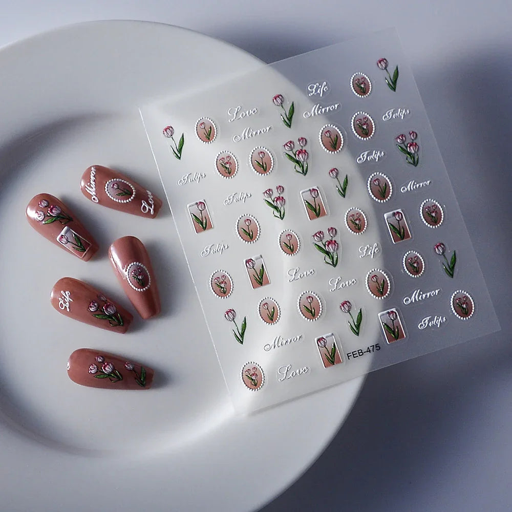 5D Nail Stickers: Embossed Stickers with Cartoon Bee & Bear Designs