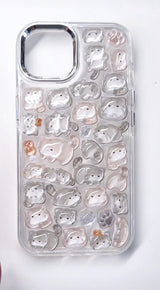 Adorable handmade bear bubble 3D clear iPhone case. Unique kawaii design featuring cute bear and bubble stickers. Premium quality custom phone case for kawaii lovers.